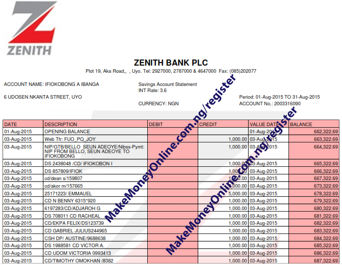 Statement of best sale account zenith bank